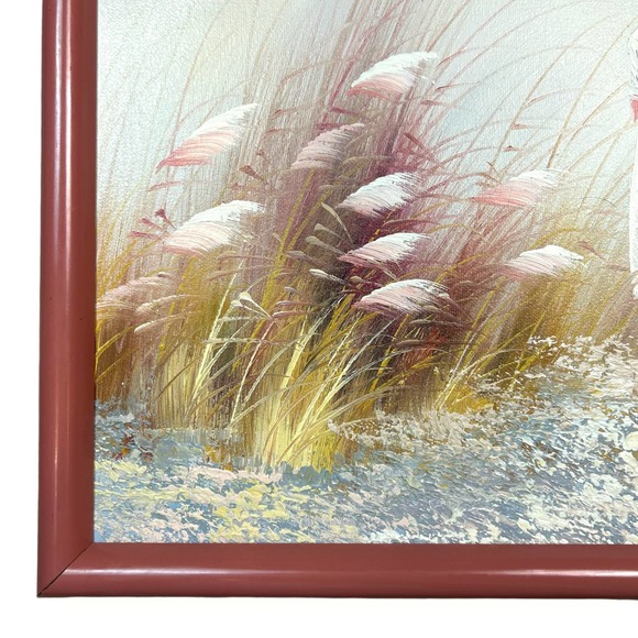 Vintage Original Framed Painting Girl Looking at the Sea Canvas 24x10 - Picture 4 of 10